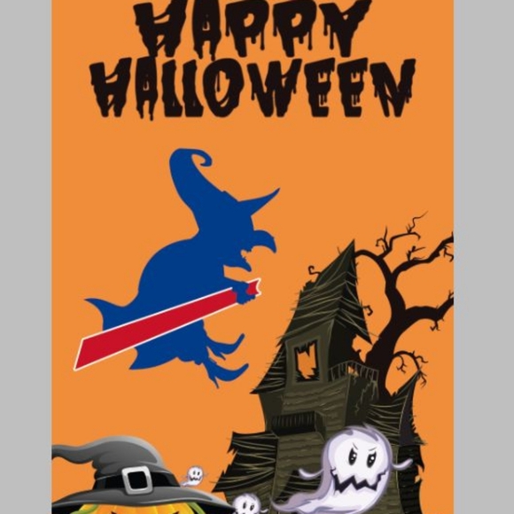 Buffalo Bills Halloween Garden Sign 12'x18' Doubled Sided Post Included ●New● - Picture 4 of 6